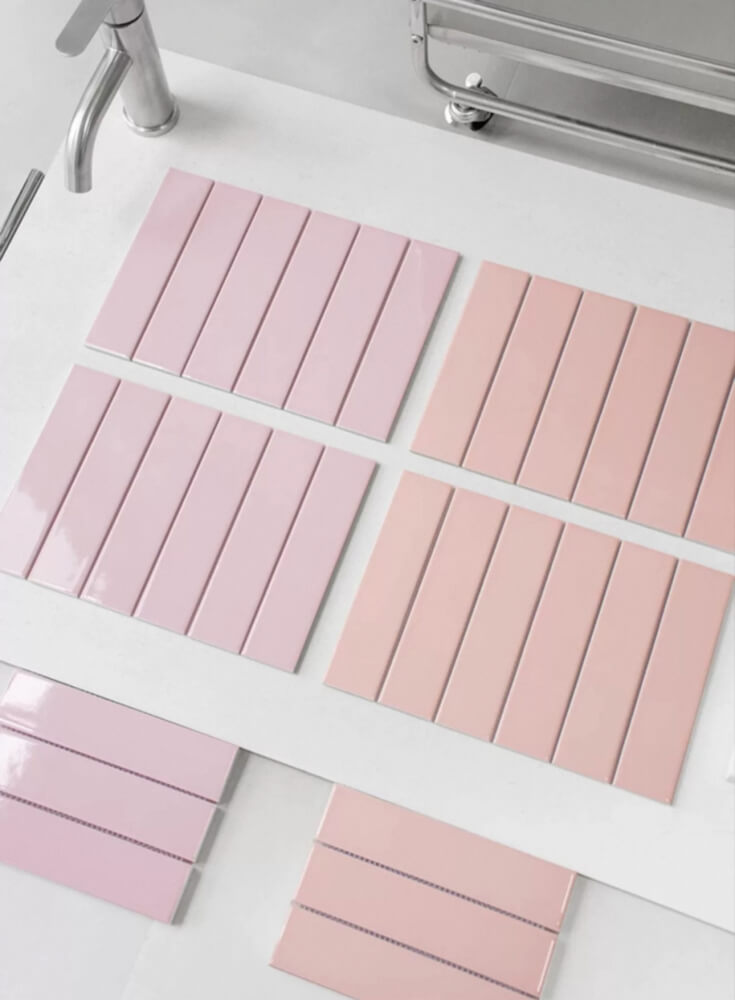 โมเสคสีพาสเทล TIMELESS TILES รุ่น MILD 29.8X19.8 ซม. สีชมพู ผิวเงา